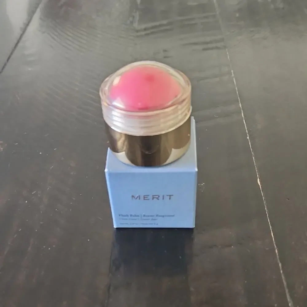 MERIT BEAUTY Flush Balm Creamy Blush & Lip Tint Shade Le Bonbon Pink Full Size